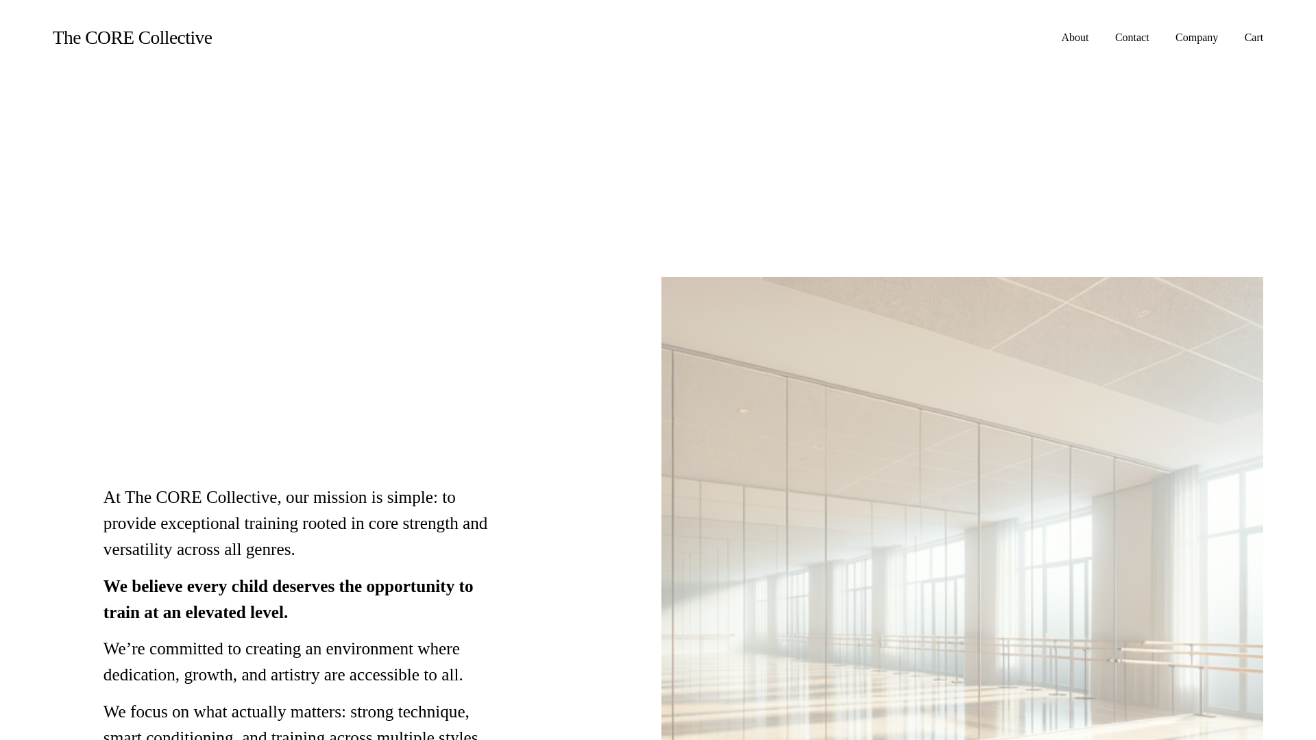 website screenshot of https://thecorecollective.me/