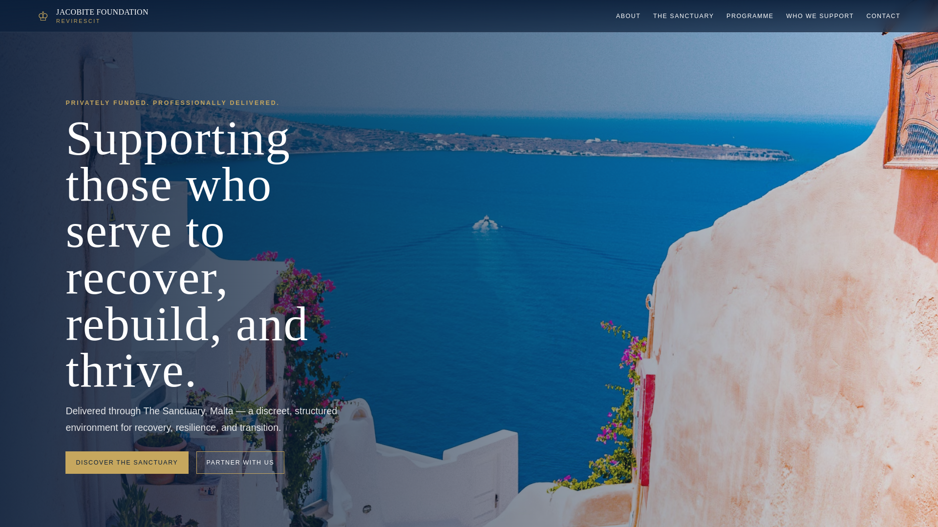 website screenshot of https://jacobitefoundation.org/