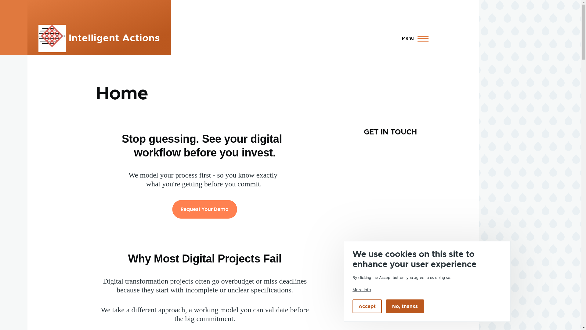 website screenshot of https://intelligentactionsdev.com/