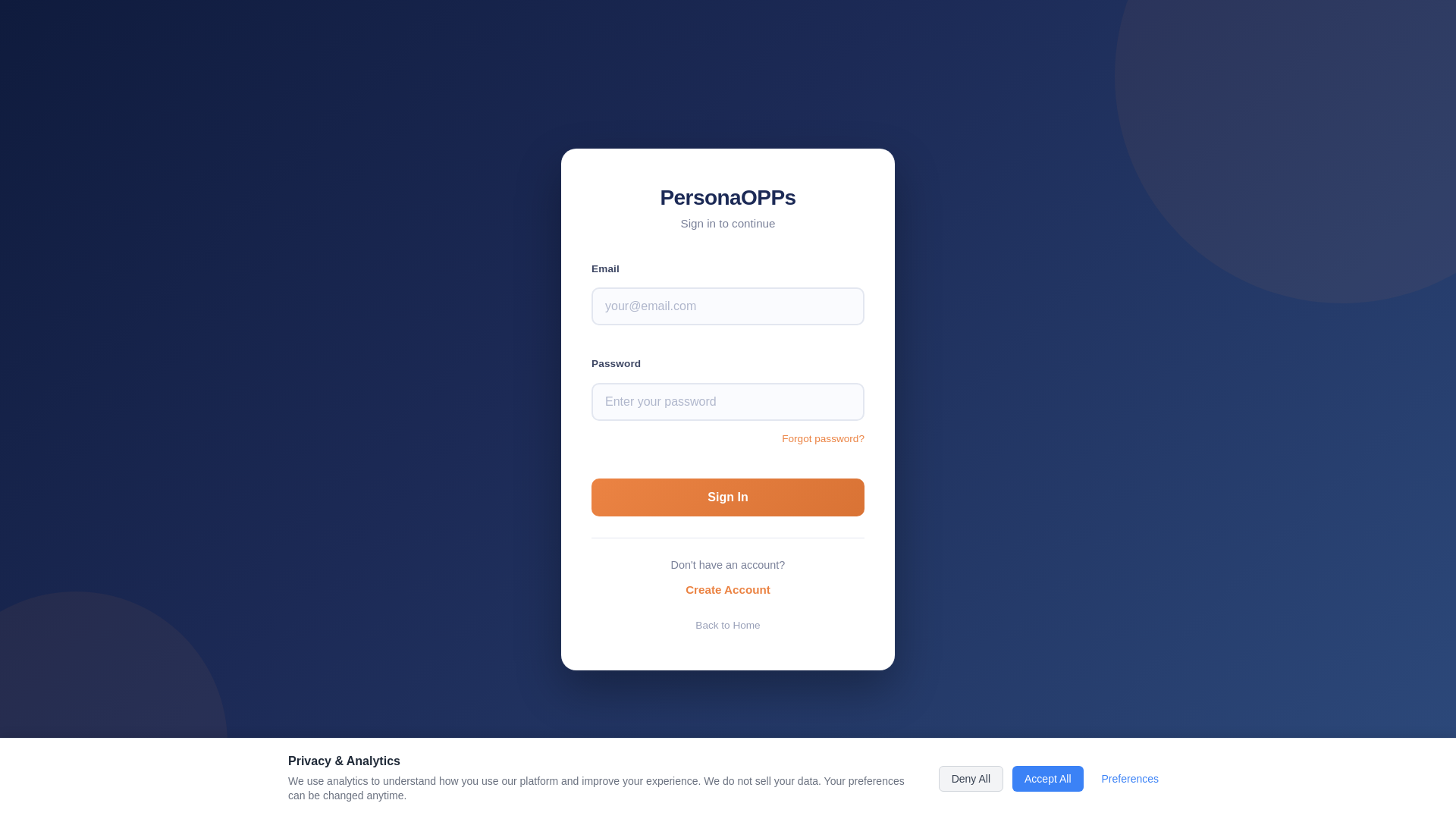 website screenshot of https://www.personaopps.com/app