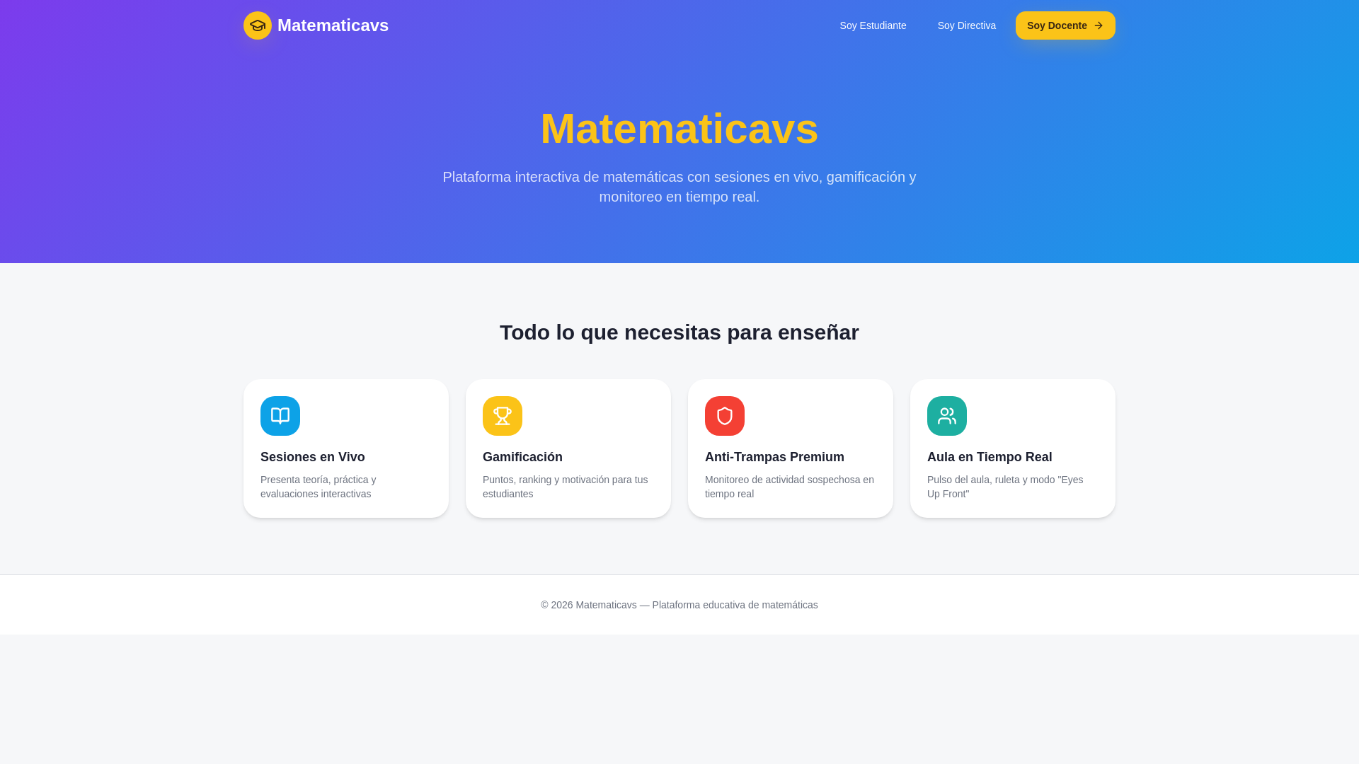 website screenshot of https://matematicavs.lat