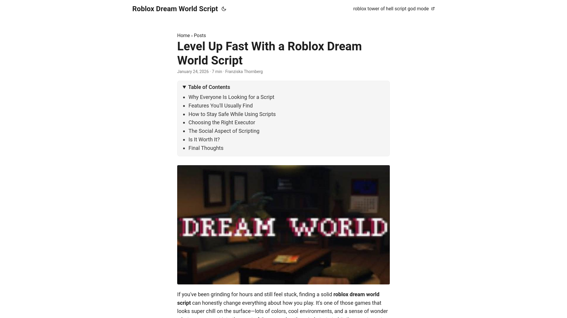 website screenshot of https://roblox-dream-world-script.pages.dev/