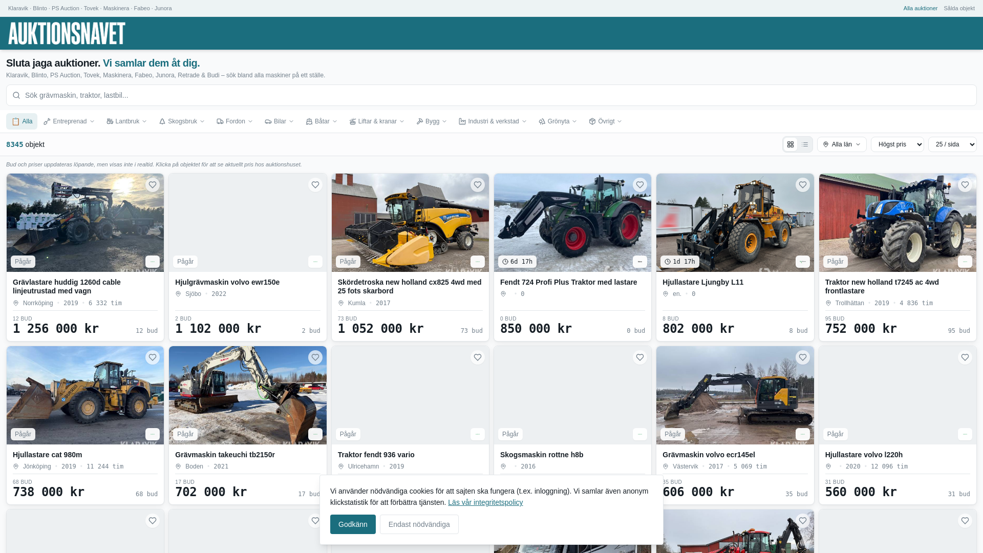 website screenshot of https://auktionsnavet.se/