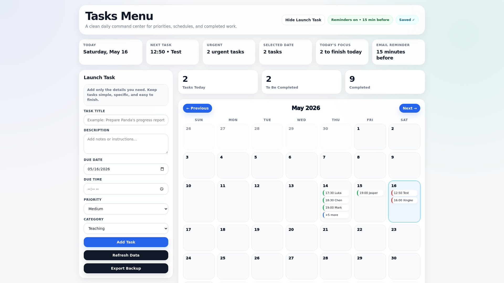 website screenshot of https://macarty-task-dashboard.pages.dev/
