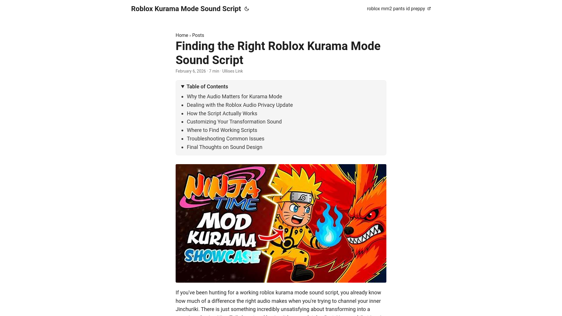 website screenshot of https://roblox-kurama-mode-sound-script.pages.dev/
