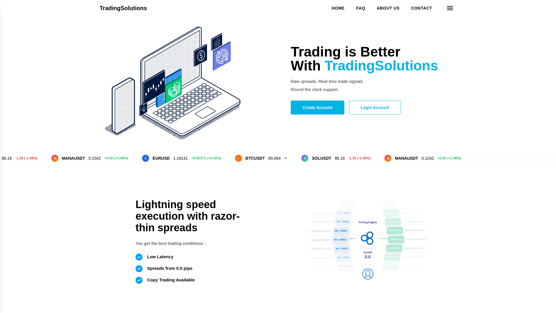 website screenshot of https://tradingsolutions.live/
