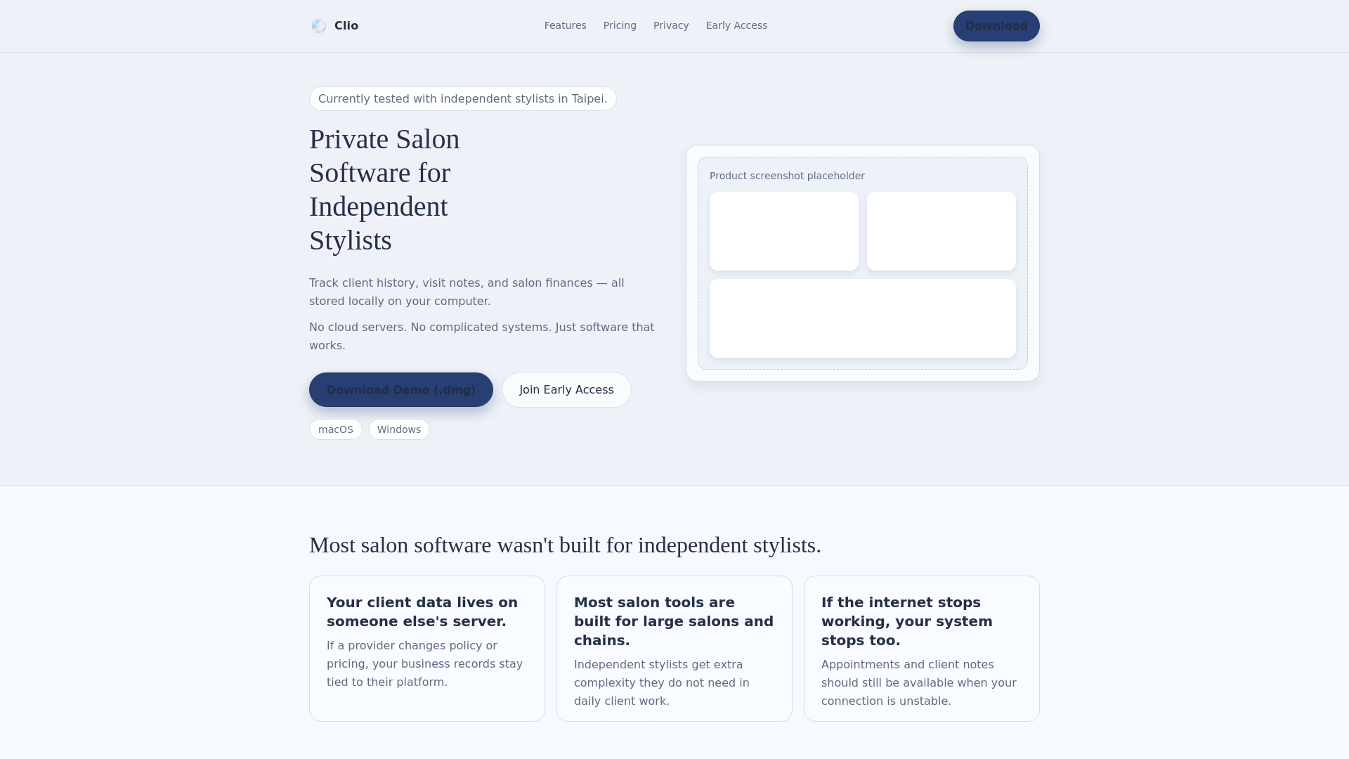 website screenshot of https://cliohq.app/