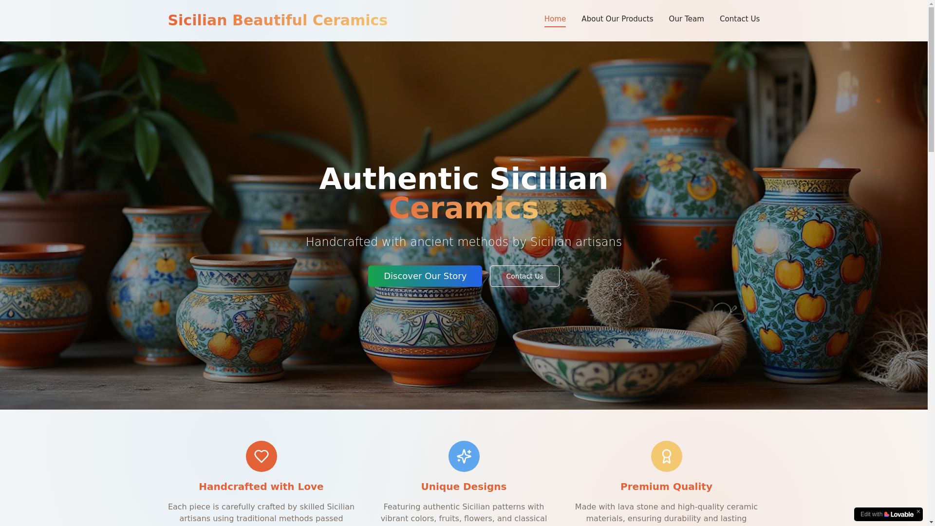website screenshot of https://sicilianartceramics.it/