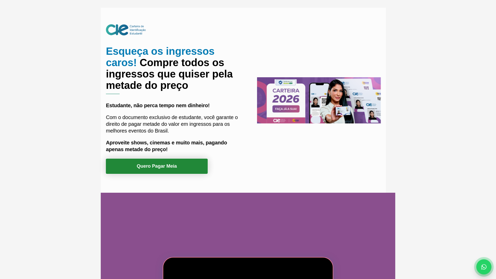 website screenshot of https://carteiradeidentificacaoestudantil.online