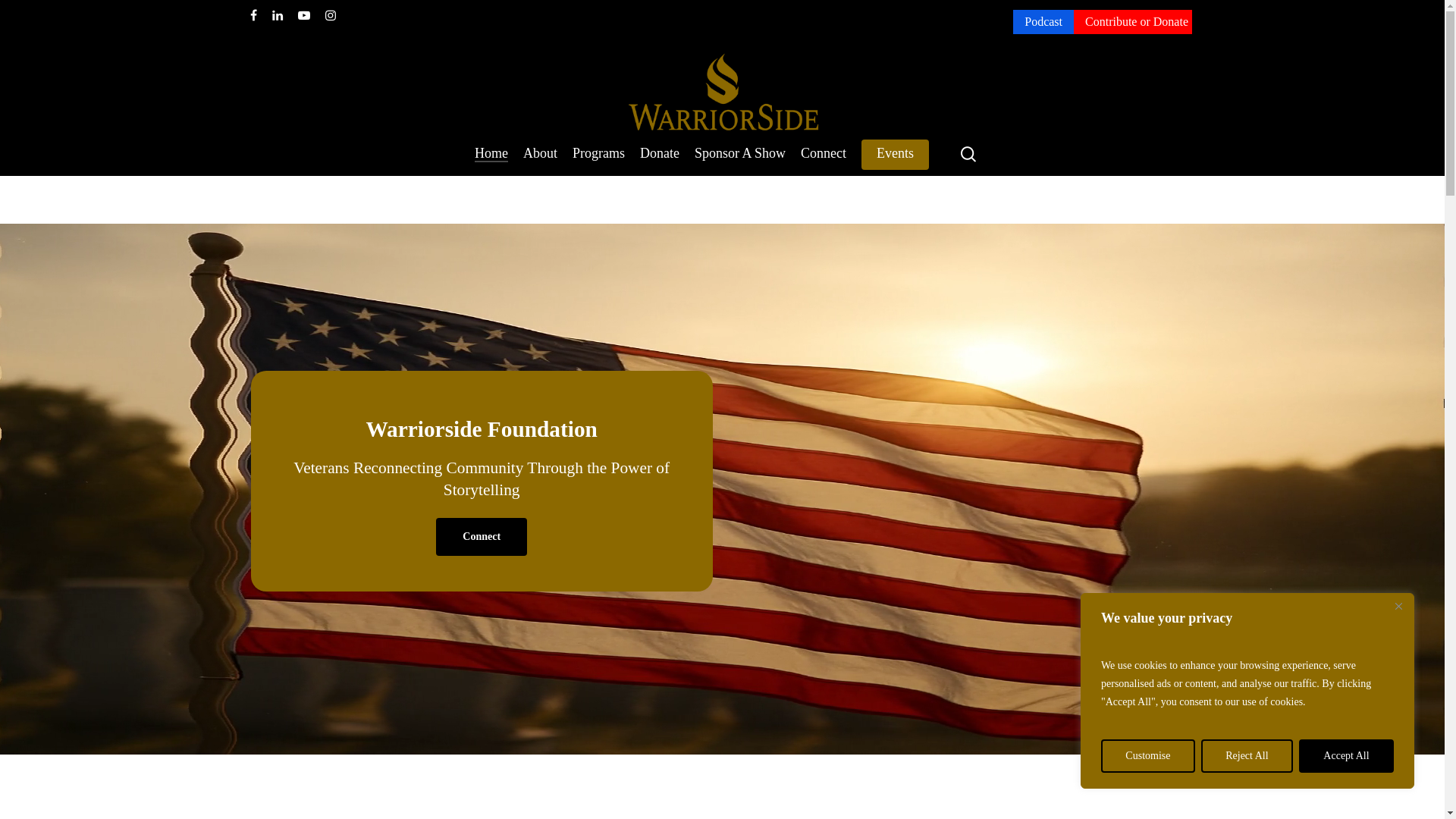 website screenshot of https://warriorsideproject.org/