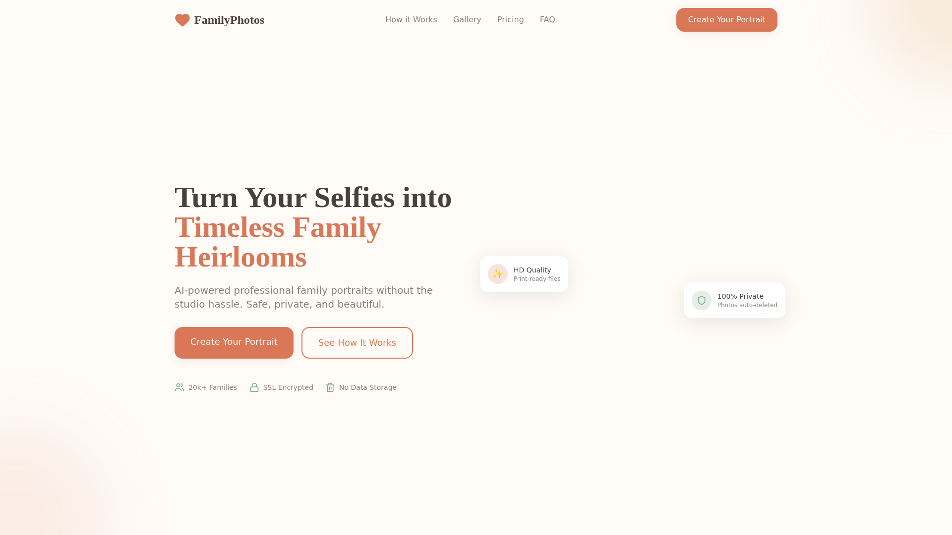 website screenshot of https://familyphotos.tech/