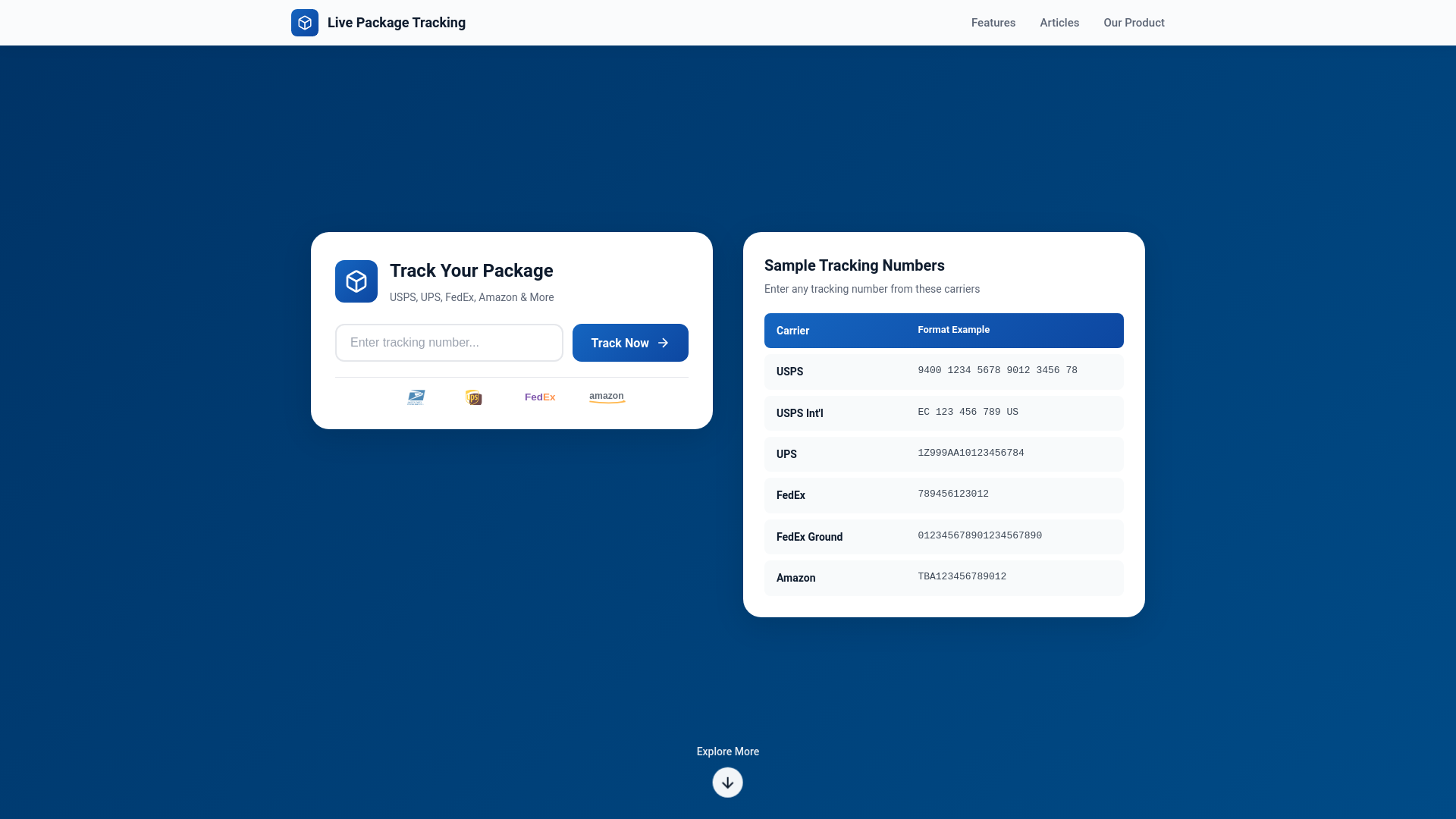 website screenshot of https://livepackagetracking.com/