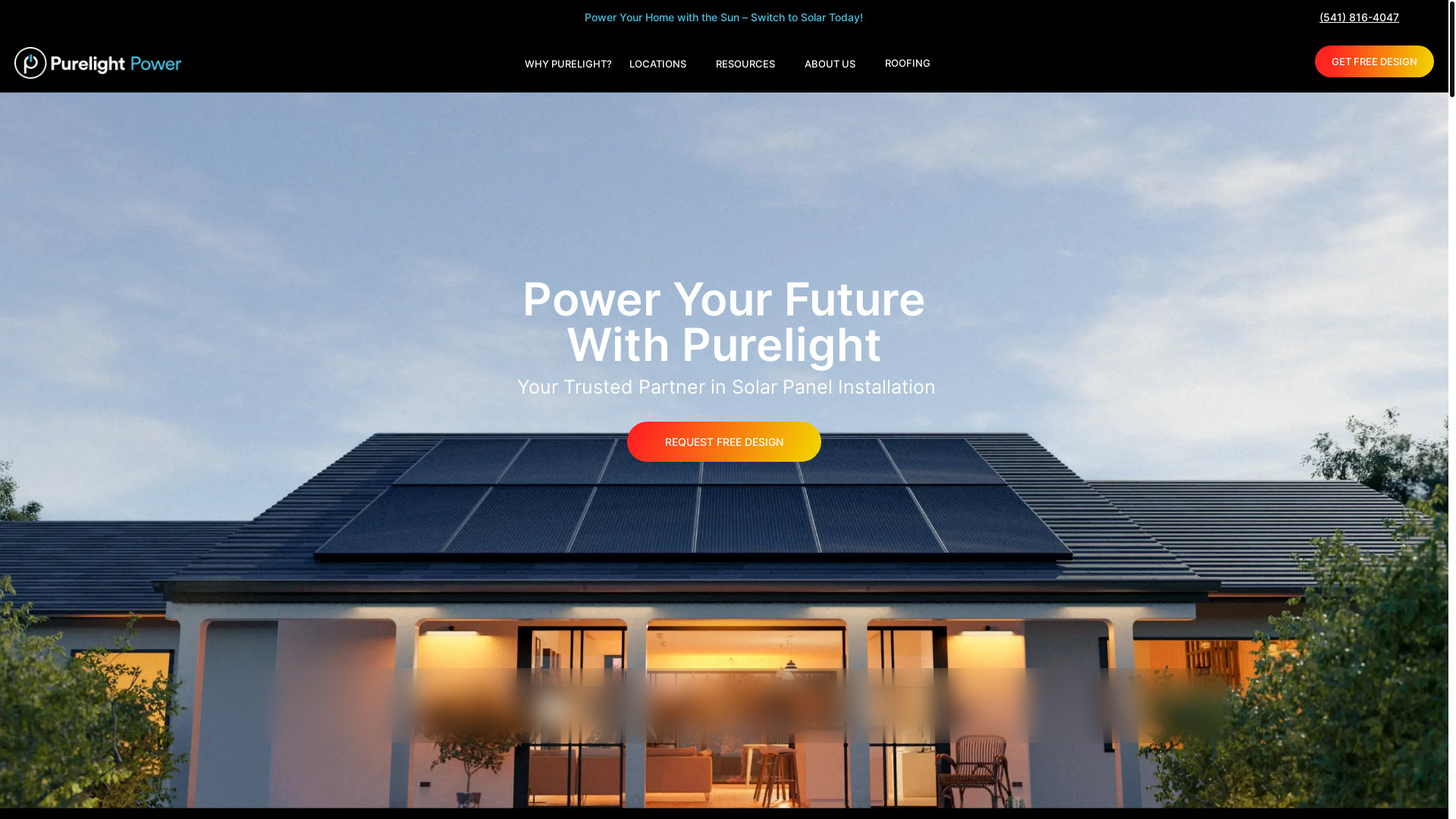 website screenshot of https://purelightpowersolarteam.com/