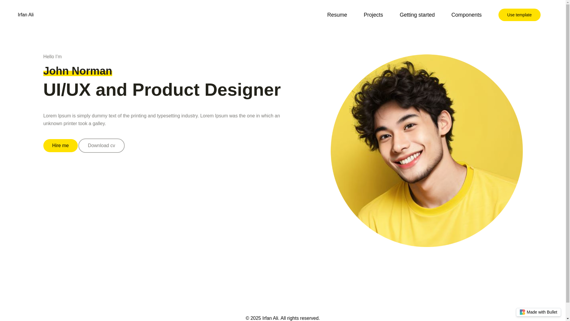 website screenshot of https://irfan-ali-bullet.pages.dev/