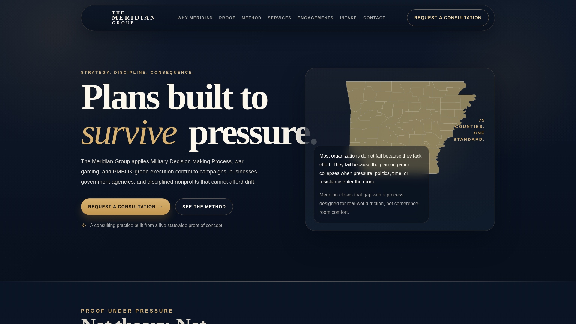 website screenshot of https://themeridiangroup.org/