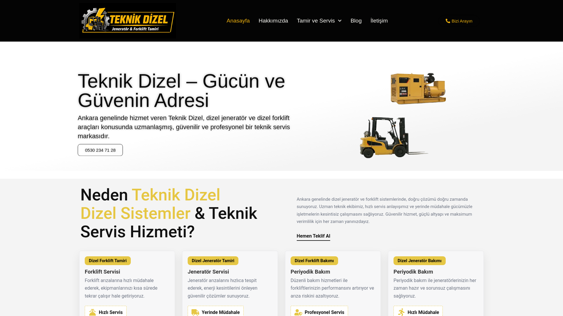 website screenshot of https://teknikdizeljeneratorforklifttamiri.com