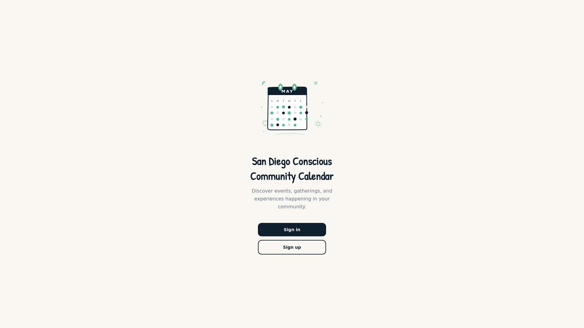website screenshot of https://communitycalendarsd.com/