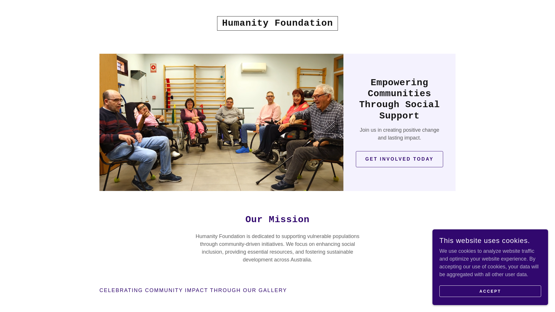 website screenshot of https://humanityfoundation.com.au/