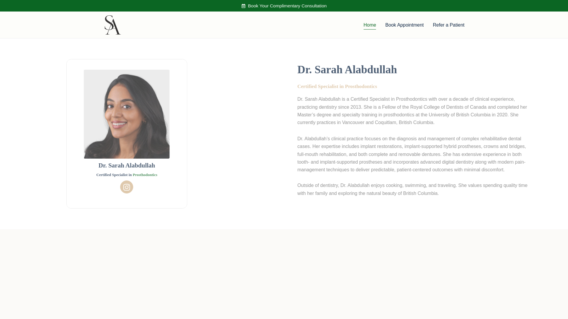 website screenshot of https://drsarahalabdullah.com/