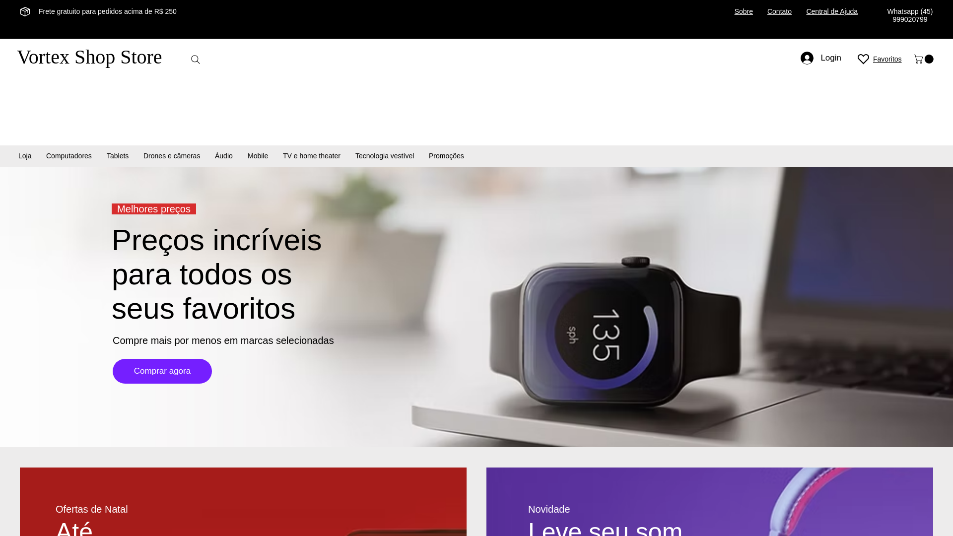 website screenshot of https://vortexshopstore.com/