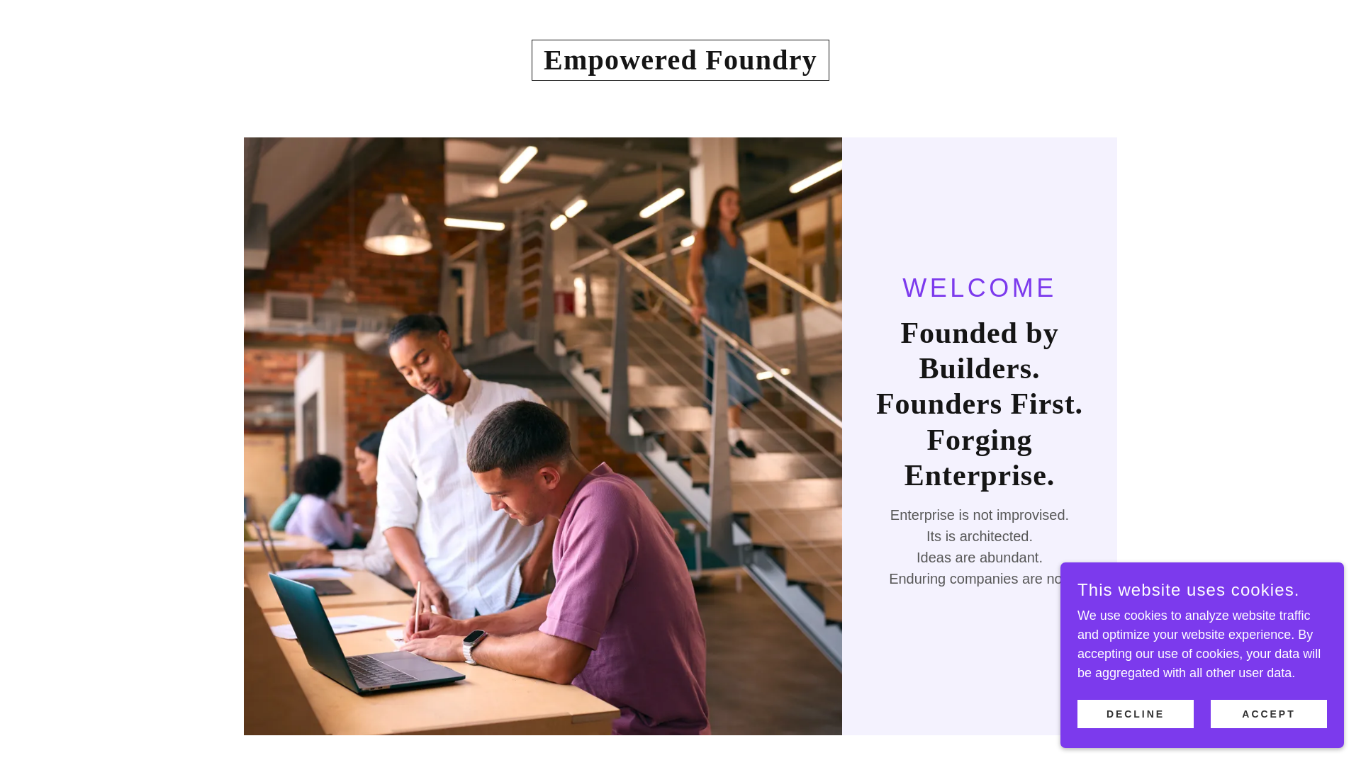 website screenshot of https://empoweredfoundry.com/