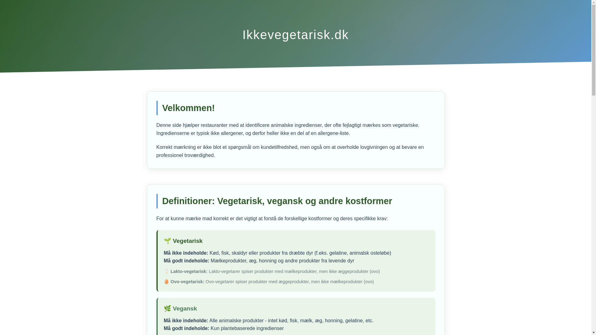 website screenshot of https://ikkevegetarisk.dk/