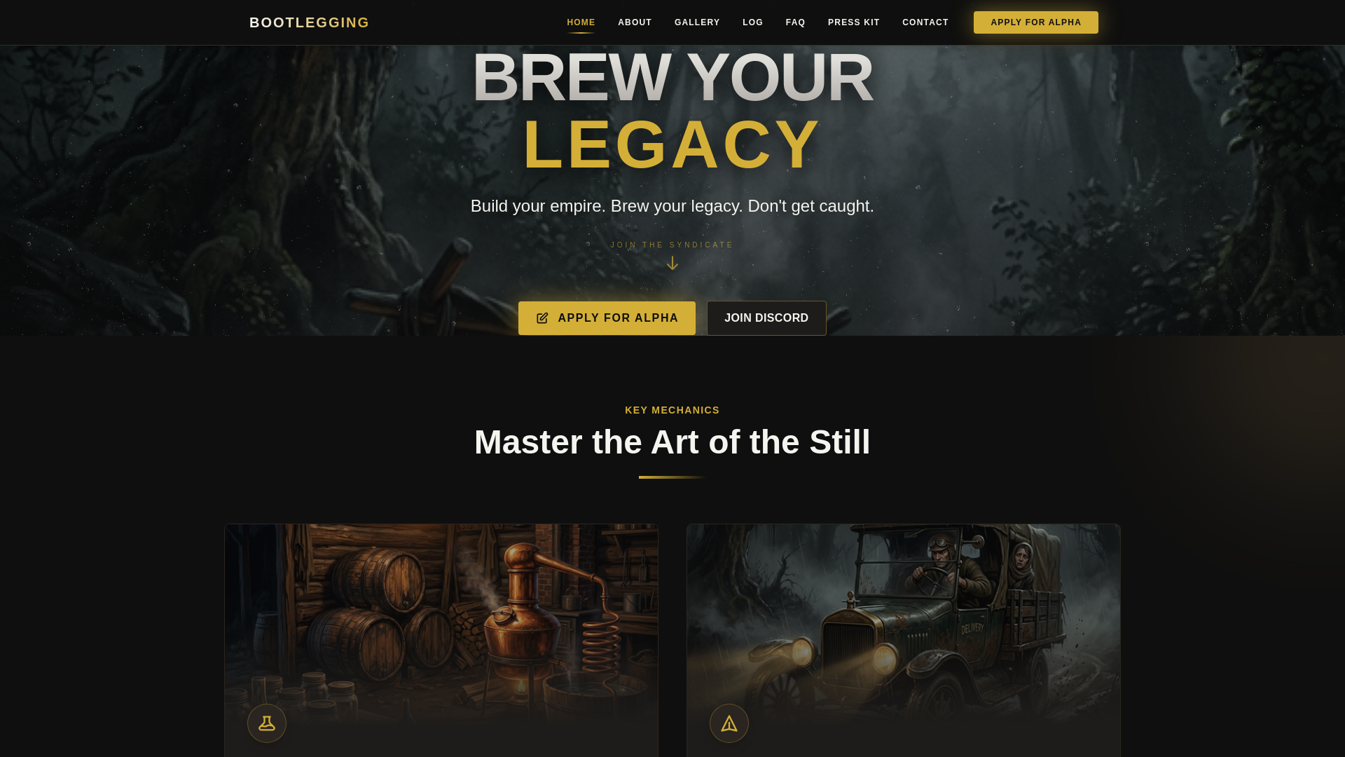 website screenshot of https://bootlegginggame.com/