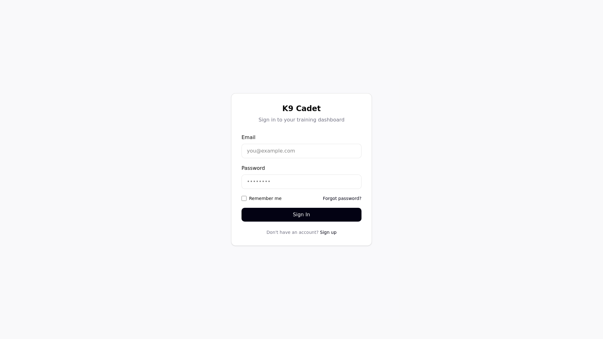 website screenshot of https://k9-cadet-dashboard.pages.dev/