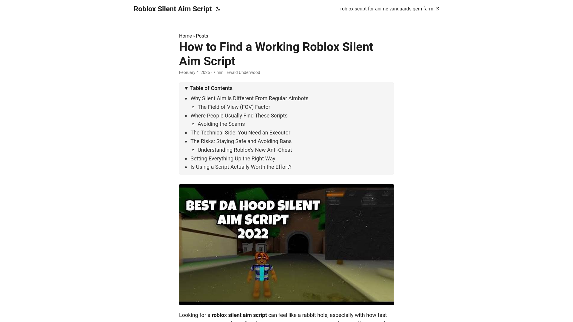 website screenshot of https://roblox-silent-aim-script.pages.dev/