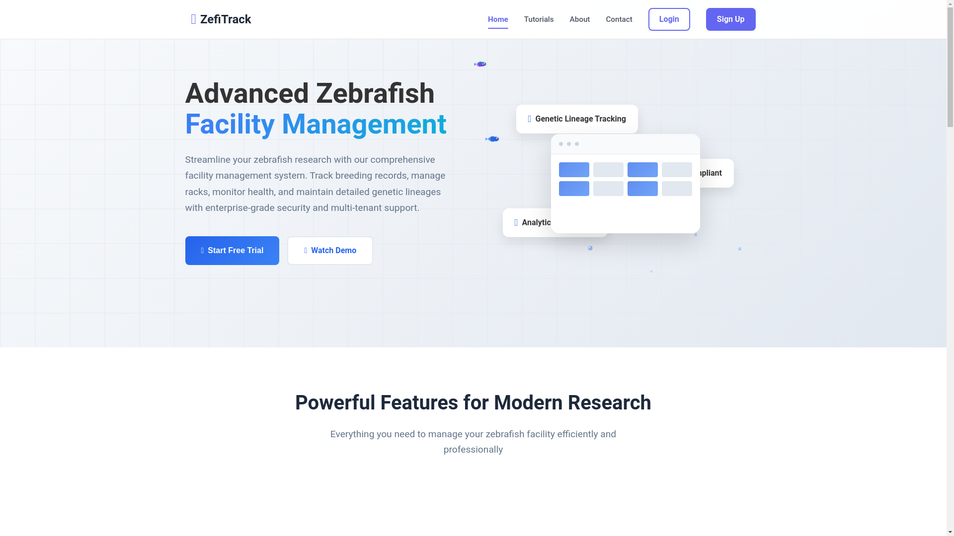 website screenshot of https://zefitrack.com/
