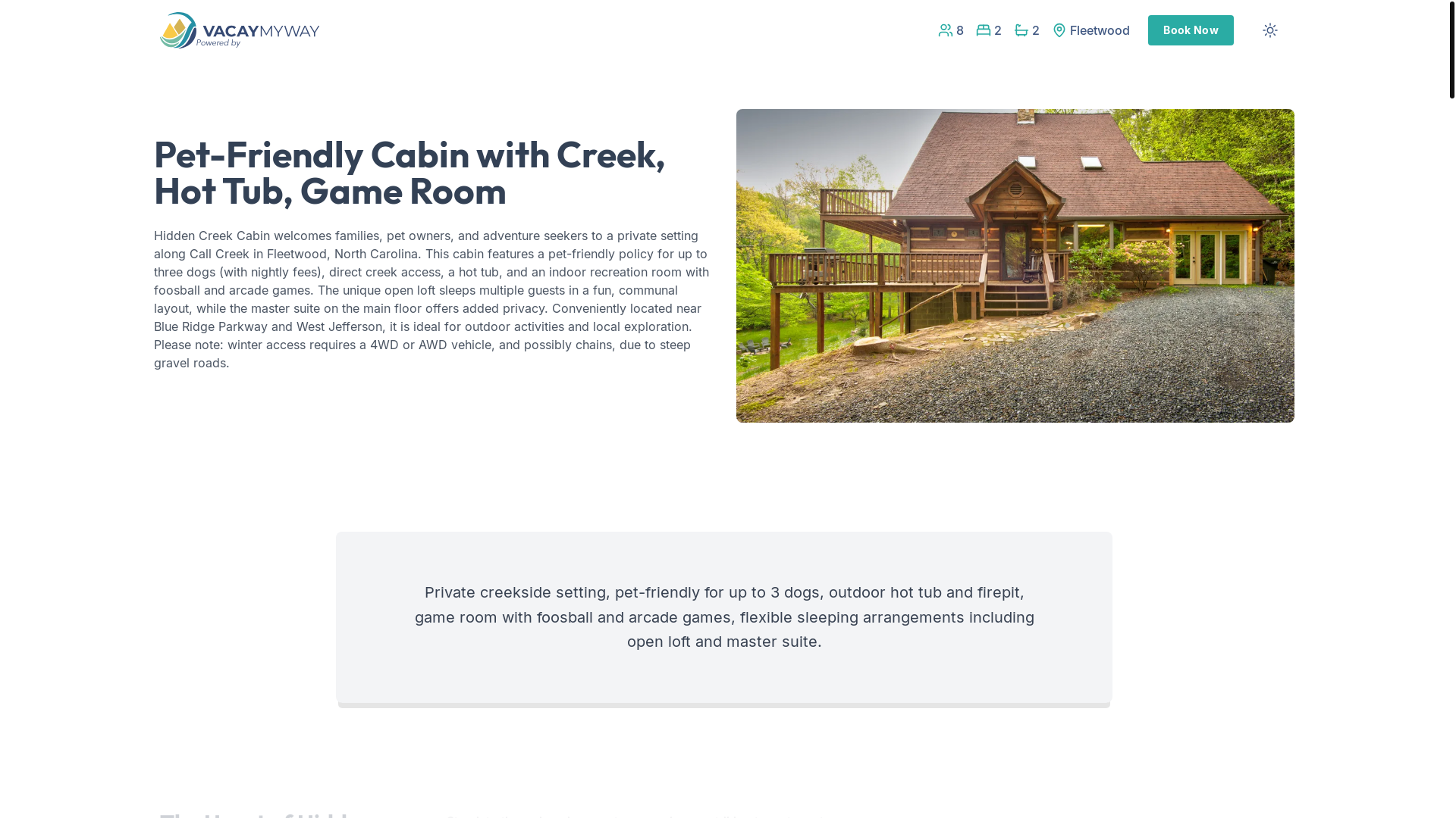 website screenshot of https://fleetwoodcreek.house/