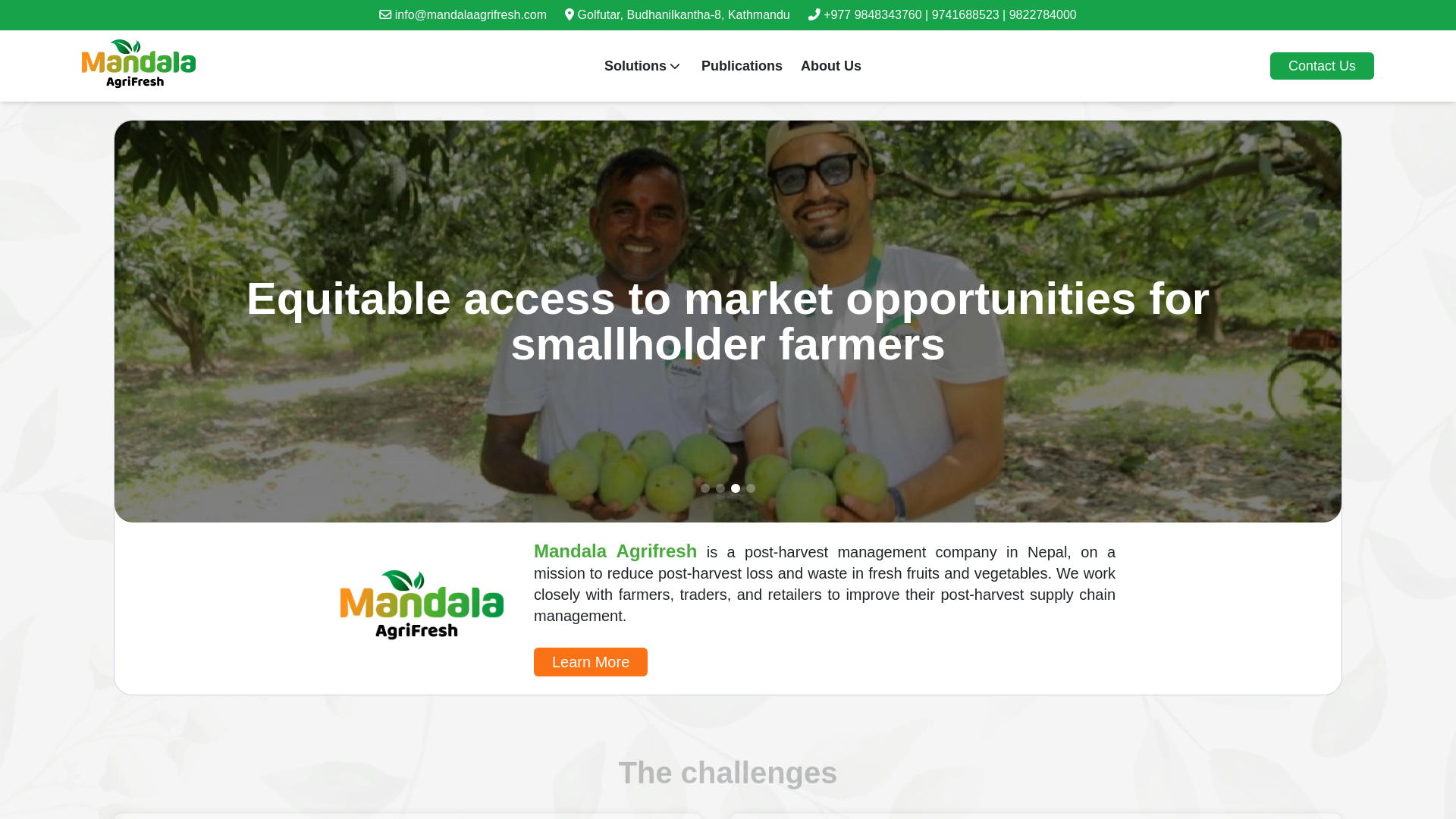 website screenshot of https://mandalaagrifresh.com
