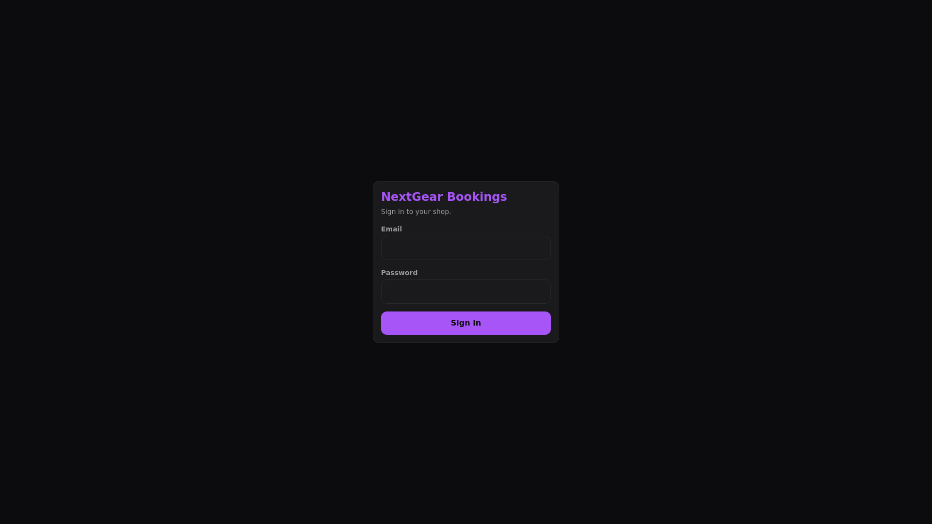 website screenshot of https://nextgear-bookings-nc.pages.dev/
