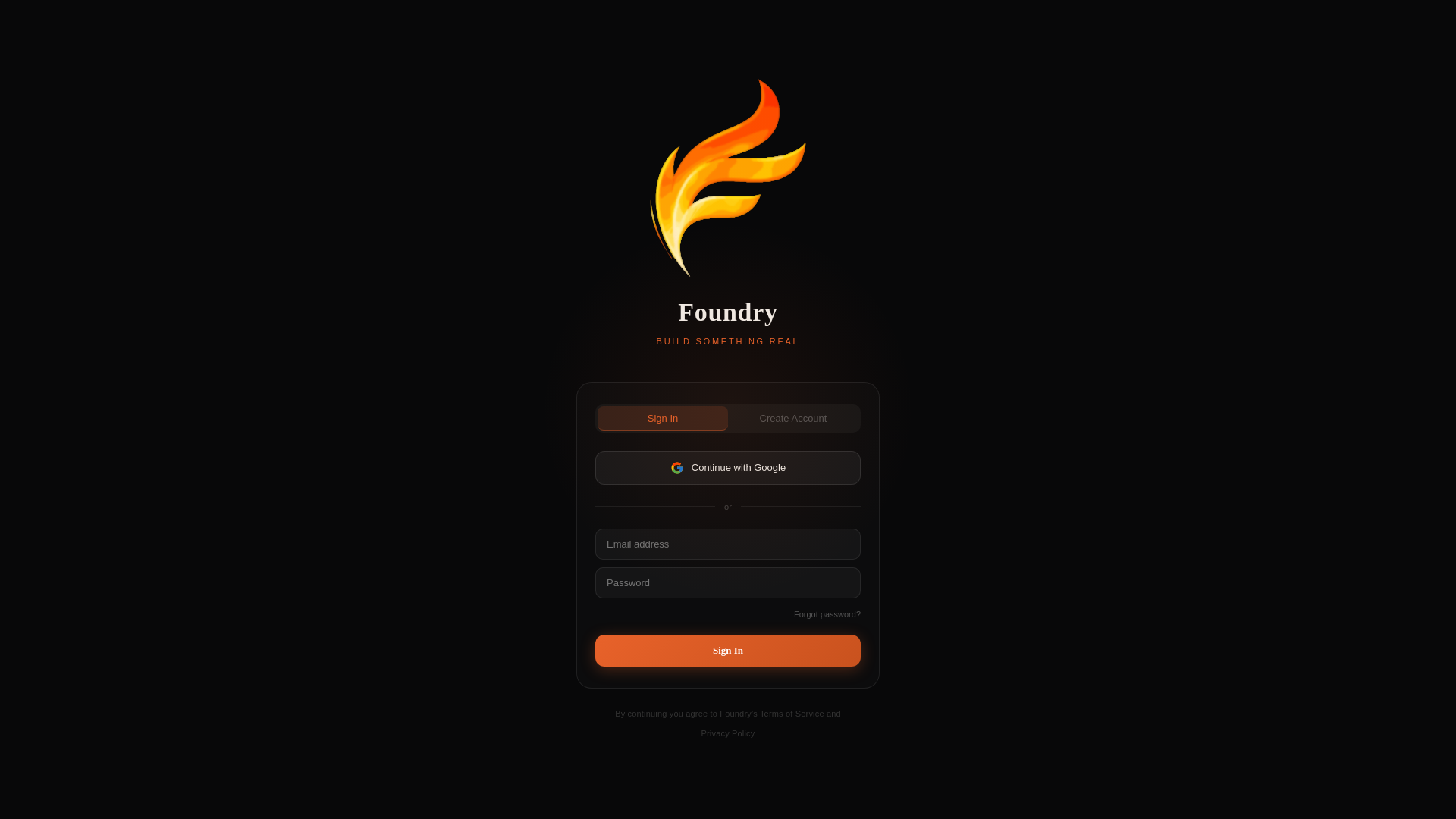 website screenshot of https://foundryandforge.app/