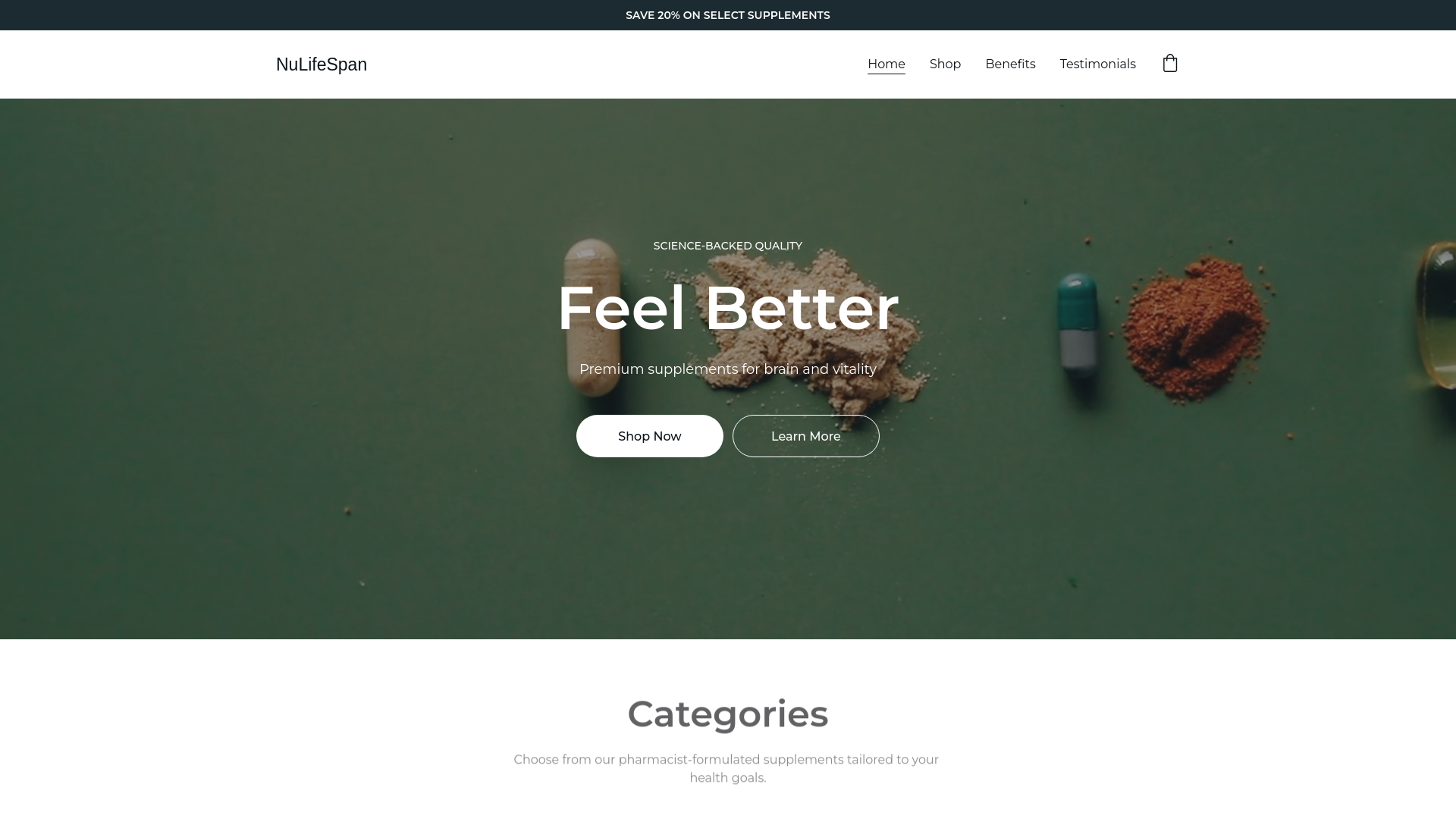 website screenshot of https://nulifespan.site/
