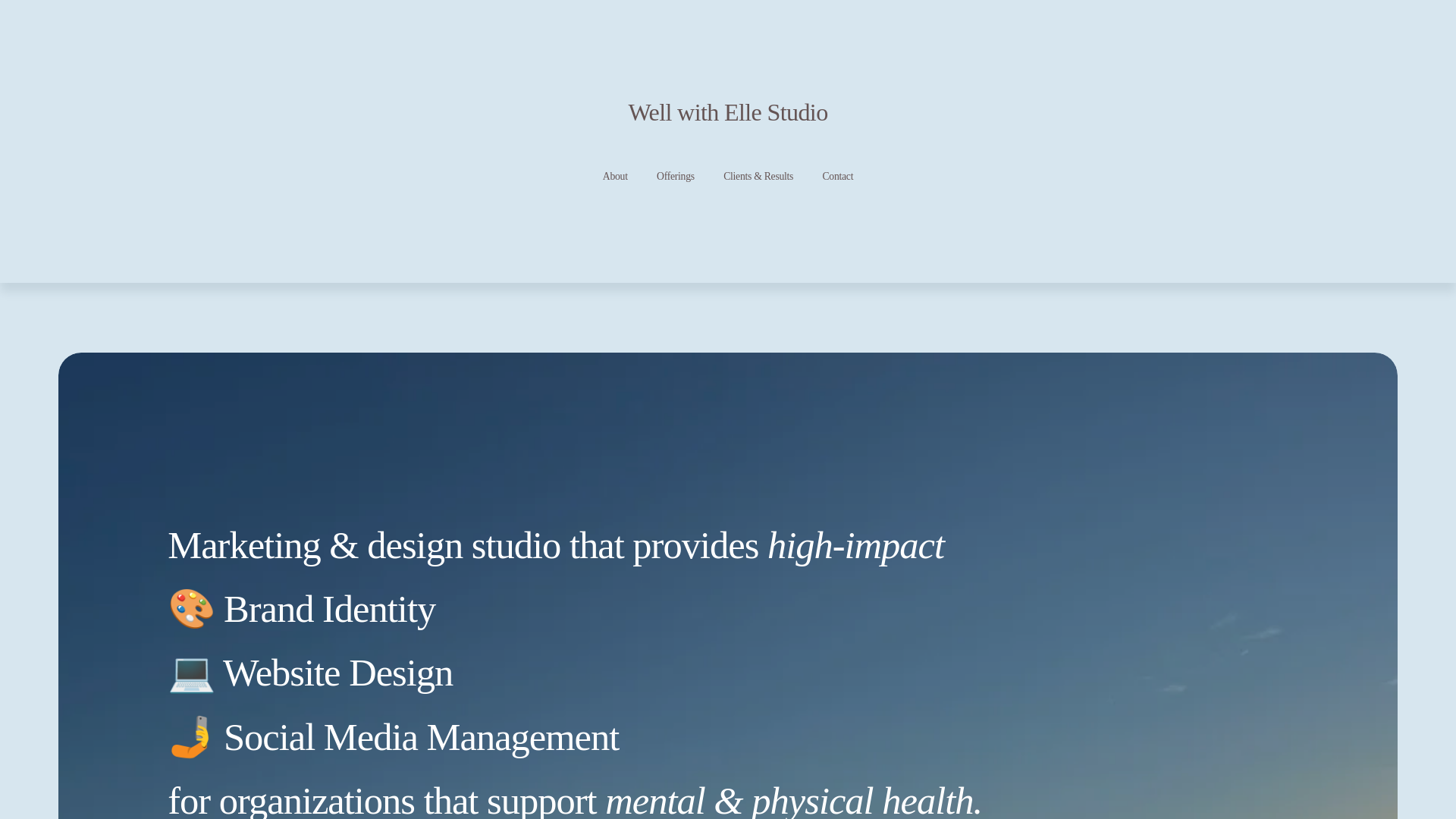 website screenshot of https://wellwithellestudio.com