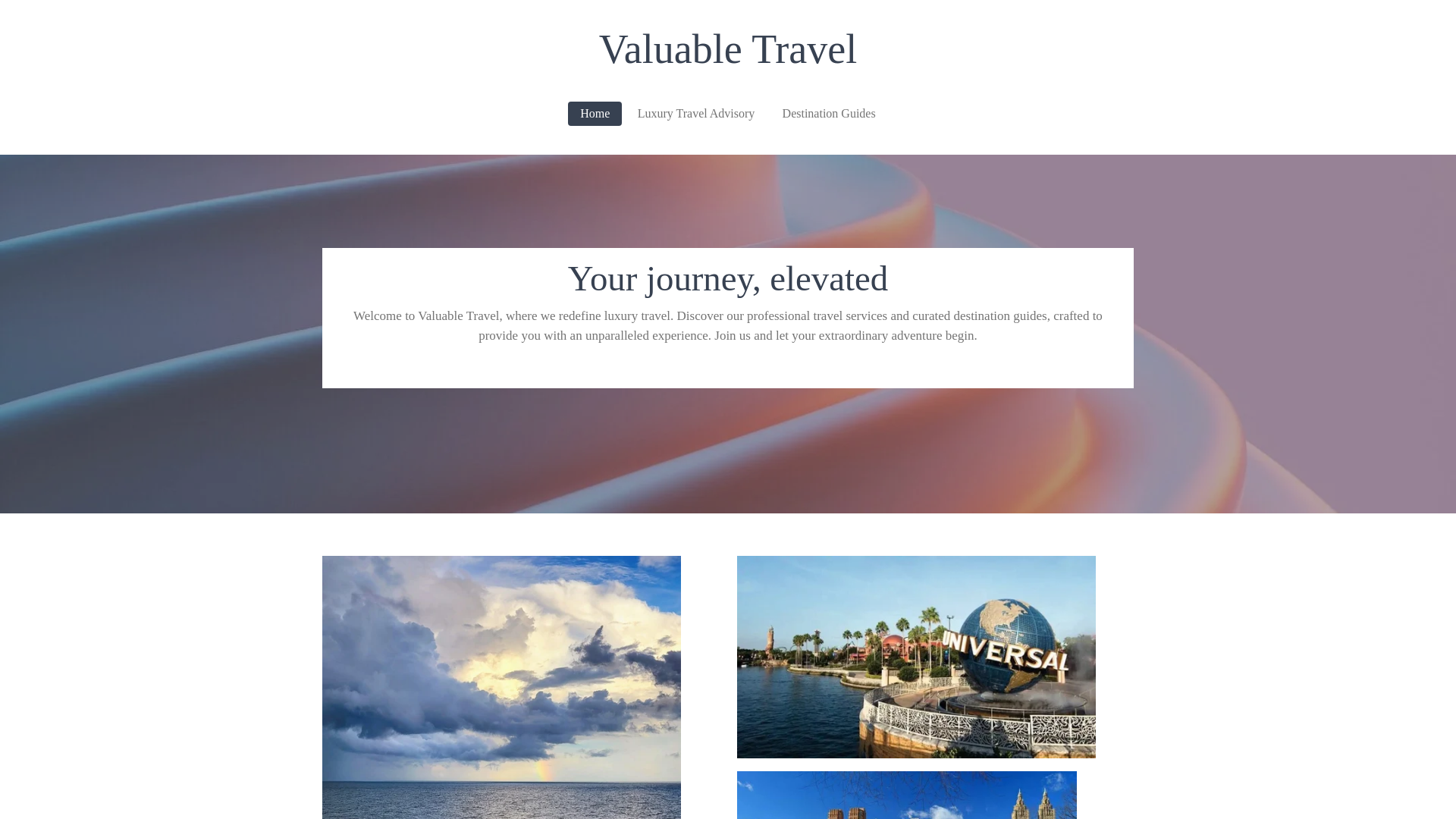 website screenshot of https://valuable-travel.com/