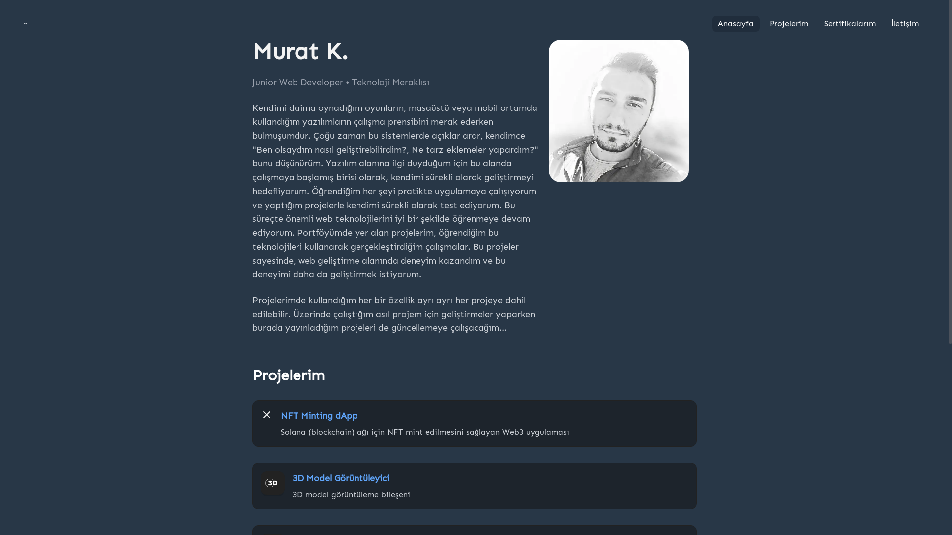website screenshot of https://muratkars.me/