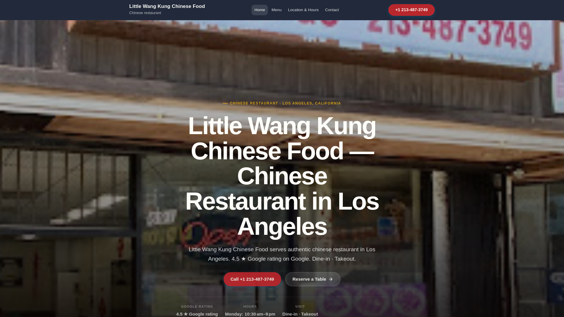 website screenshot of https://littlewangkungchinesefood.com