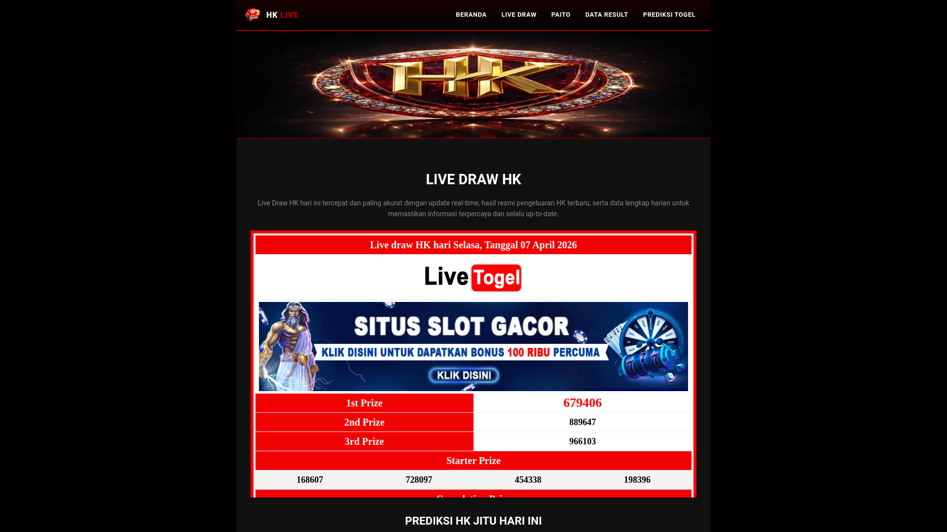 website screenshot of https://livehkjam23.top/