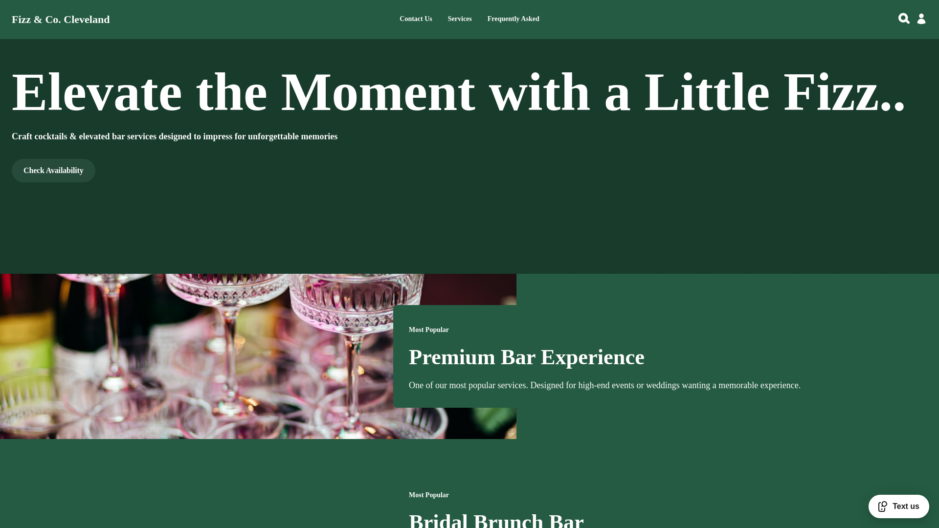 website screenshot of https://clevelandfizzandco.com/