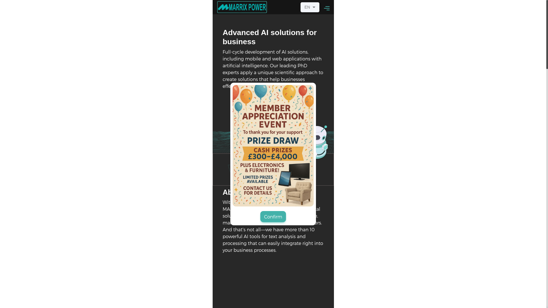 website screenshot of https://marrix-power.com/