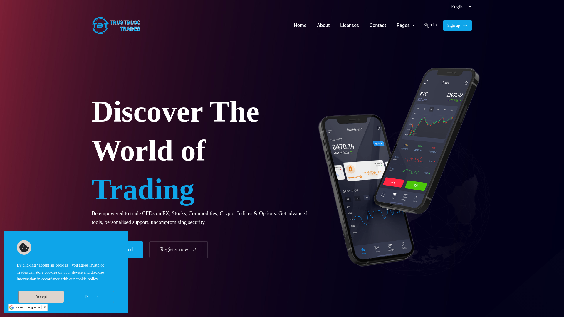 website screenshot of http://www.trustbloct.octosbeam.com/