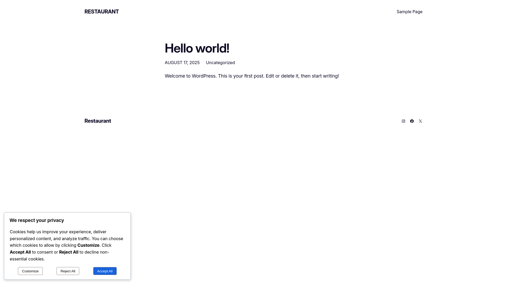 website screenshot of https://restaurantofchoice.xyz/