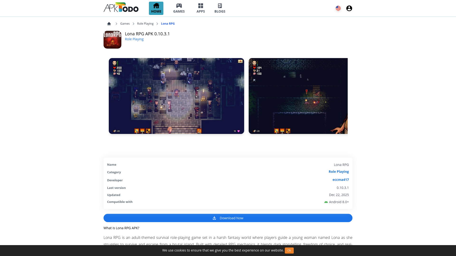 website screenshot of https://lona-rpg.apktodo.io/