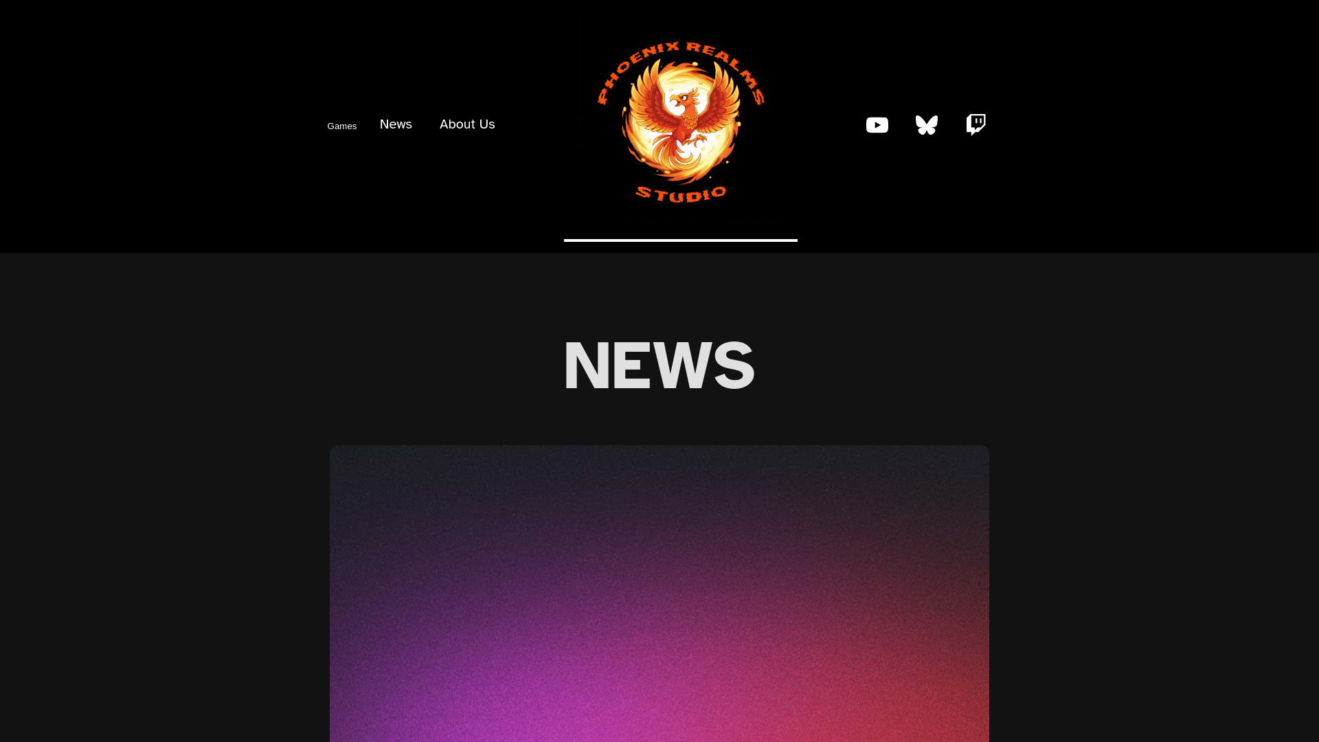 website screenshot of https://phoenixrealmstudios.com