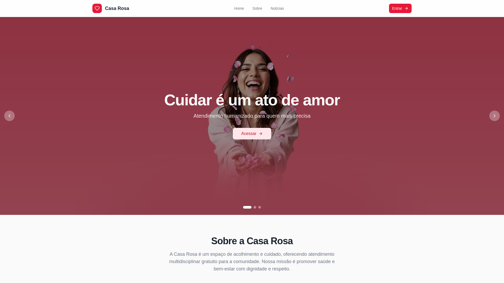 website screenshot of https://casarosaparauapebas.com.br/