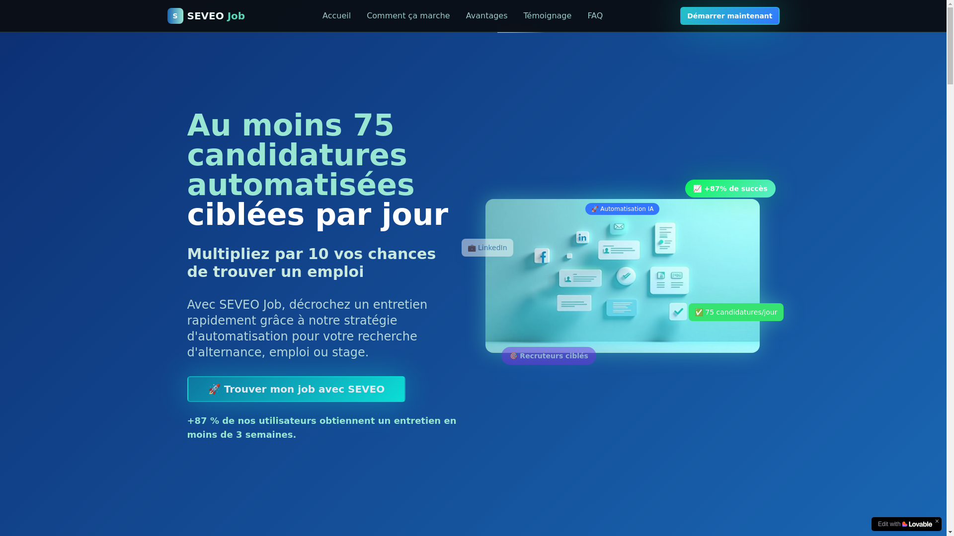 website screenshot of https://seveojob.com/