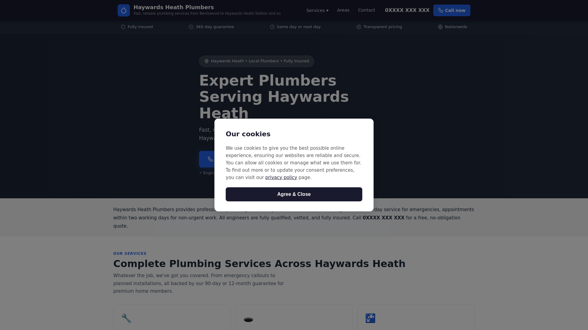 website screenshot of https://haywards-heath-plumbers.pages.dev/