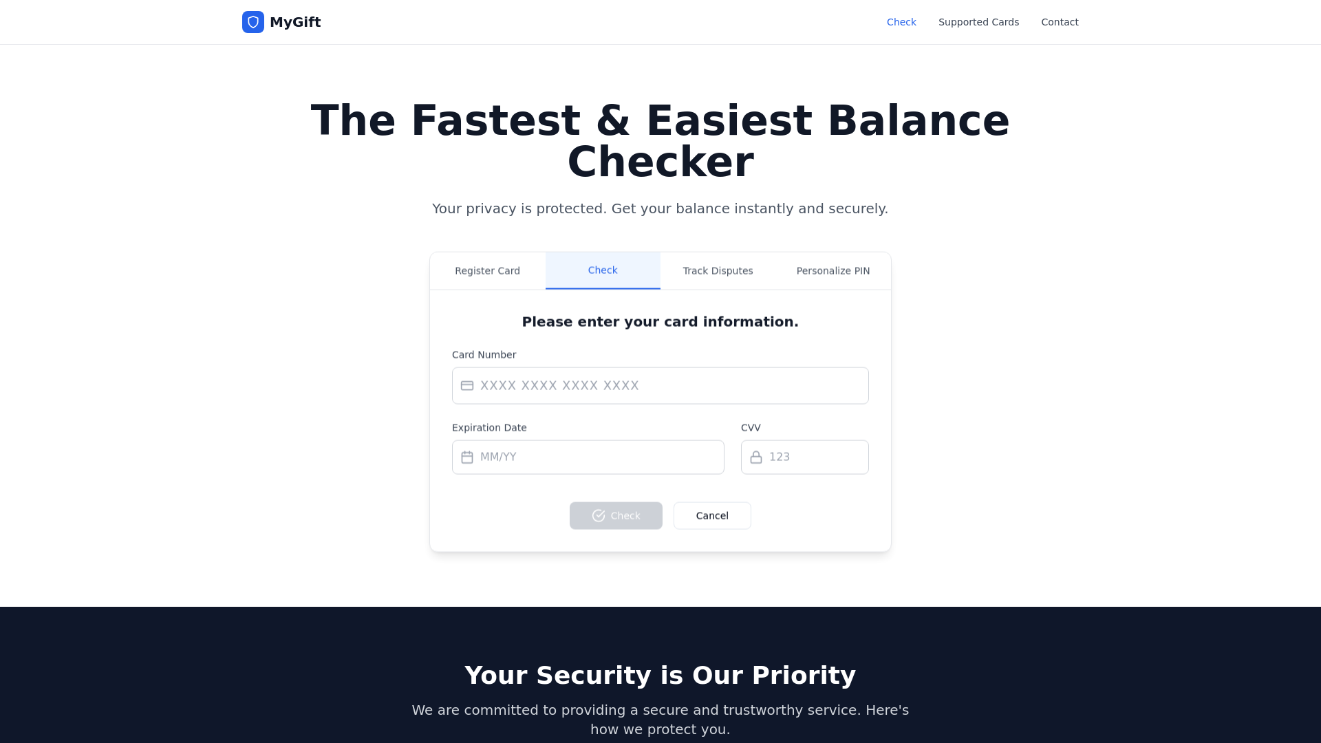 website screenshot of https://mygift-giftcardsgiftaii.com